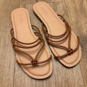 Brown Strappy Knotted Sandals